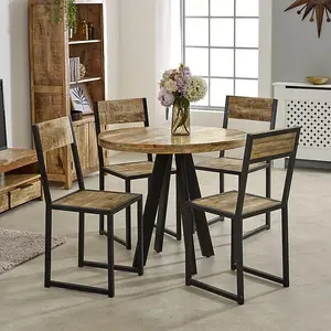 Cosmo Industrial Dining Chair (Set of 2) - Solid Mango Wood/Metal - L40 x W40 x H90 cm