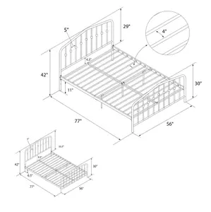 Bushwick Metal Bed White, Double