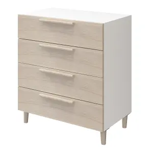 Atomia Freestanding Matt white oak effect 4 Drawer Chest of drawers (H)750mm (W)750mm (D)450mm