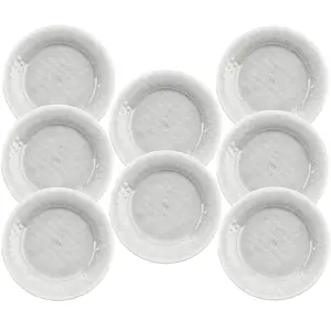 Purely Home Potters Reactive Glaze White Melamine Dinner Plates - Set of 8