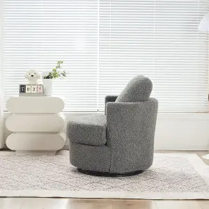 Teddy swivel armchair with back cushion pillow thick foam pad, Medium Grey