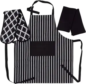 Penguin Home Apron, Double Oven Glove and 2 Kitchen Tea Towels Set