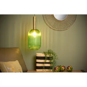 Lucide Maloto Retro Pendant Light 20cm - 1xE27 - Green