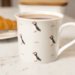 KitchenCraft Fluted Fine Bone China Puffin Mug