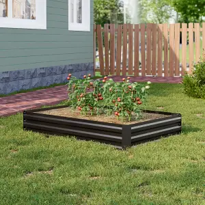 120cm W x 90cm D Galvanized Rectangular Raised Garden Bed Planter Box in Black