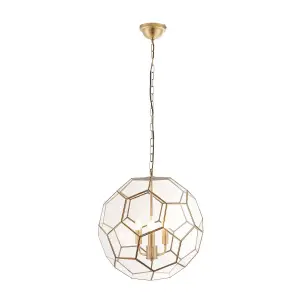 Luminosa Miele 3 Light Spherical Pendant Antique Brass, Glass, E14