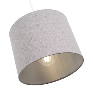 Modern Grey Linen Fabric Small 8 Drum Lamp Shade with Matching Satin Lining