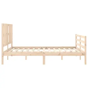 Berkfield Bed Frame with Headboard King Size Solid Wood