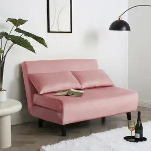 Aurora - Small Double Sofa Bed in Pink Velvet - 2 Seater