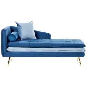 Left Hand Velvet Chaise Lounge Blue GONESSE