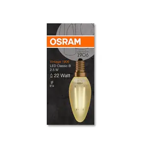 Osram LED Filament Candle 2.5W E14 Vintage 1906 Extra Warm White Gold (3 Pack)