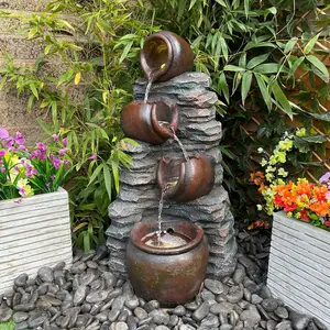 Mini 4 Pots on Stone Traditional Solar Water Feature