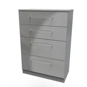 Chester 4 Drawer Deep Chest in Uniform Grey Gloss & Dusk Grey (Ready Assembled)