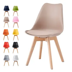 Single Dining Chair with Solid Wooden Legs and Seat Cushion Pad - Eva by MCC