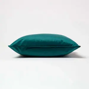 Homescapes Green Filled Velvet Cushion with Piped Edge 46 x 46 cm