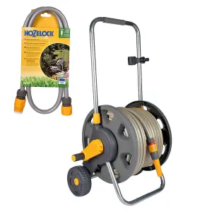 Hozelock 2434 Wheeled Floor Standing Hose Reel 30m Hose & Tap Connection Set