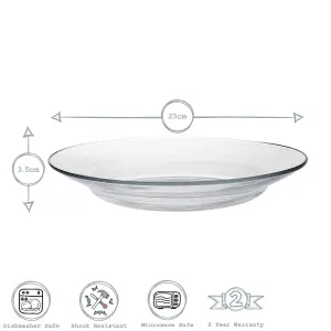 Duralex - Lys Glass Soup Plates Dishes - Tempered, Heat Resistant - 230mm - Pack of 6