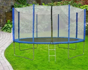 EVRE 14 ft Blue Outdoor Trampoline with Safety Net Padded Poles and Ladder