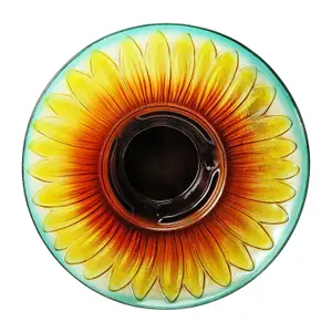 16 Inch Brightly Painted Solar Powered Sunflower Bird Bath Fountain - Pond Décor - Steel Stand With Non-slip Feet - Solar Powered