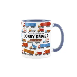 Lorry Driver Mug - Humourous Trades Funny Novelty Gift - Tea/Coffee Hot Drinks Blue Ceramic Cup Present for Truck Drivers