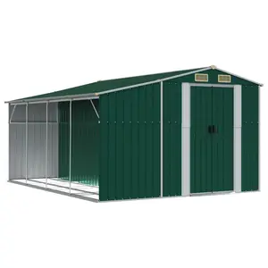 Breban Garden Shed 277 x 365.5 x 179 cm Galvanised Steel Green