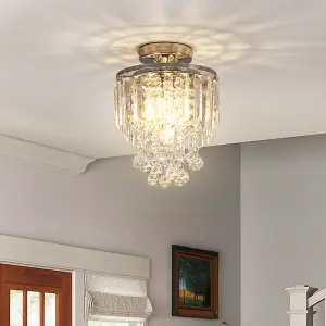 Modern 23cm Dia Chandelier Droplet Crystal Ball Chrome Mount Ceiling Light Fixture