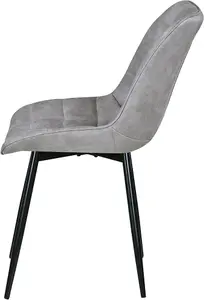 Set of 2 Light Grey Suede Effect Dining Chairs Plush Padded Upholstered Accent Chair - Alba by MCC