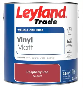 Leyland Trade Vinyl Matt Walls & Ceilings Emulsion Paint Raspberry Red (RAL 3027) 2.5L