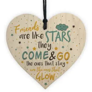 Red Ocean Friendship Gifts Friends Are Like Stars Handmade Hanging Wooden Heart Sign Birthday Keepsake Gift