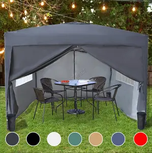 Birchtree Waterproof 3m x 3m Heavy Duty Pop Up Gazebo Marquee Garden Awning Party Tent Canopy 600D Polyester Steel Frame Grey