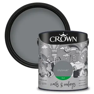 Crown Walls & Ceilings Silk Emulsion Paint City Break - 2.5L