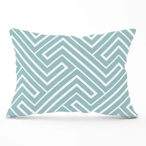 Blue And White Geometric Pattern Cushions 33cm x 48cm