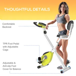 HOMCOM Magnetic Resistance Exercise Bike Foldable LCD Adjustable Seat Yellow