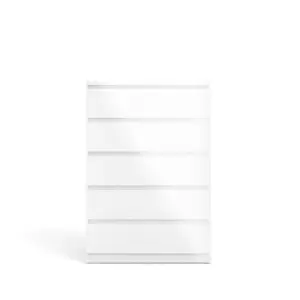 Esla High gloss white 5 Drawer Wide Chest of drawers (H)1110mm (W)770mm (D)500mm