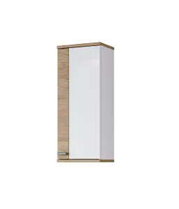 Compact Fargo 03 Bathroom Cabinet 350mm x 840mm x 220mm in White Gloss & Oak - Efficient Storage Solution