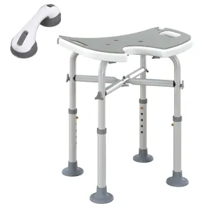 HOMCOM Aluminium Shower Stool for Elderly Disabled Non-Slip Bath Stool Grey