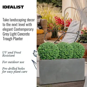 IDEALIST™ 100cm Trough Garden Planter, Grey Reinforced Stone Outdoor Large Plant Pot L100 W36 H51 cm, 185L