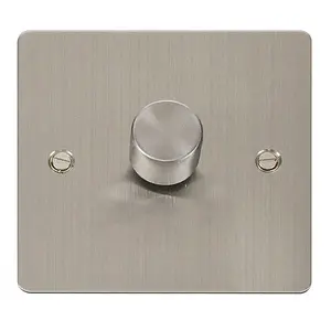 Flat Plate Stainless Steel 1 Gang 2 Way LED 100W Trailing Edge Dimmer Light Switch - SE Home