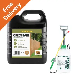 4L Creostain Fence Stain & Sprayer (Light Brown) - Creosote / Creocote Substitute - Oil Based Wood Treatment (Free Delivery)