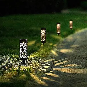 4pc Solar LED Garden Lights Waterproof Light Black Silhouette Solar Powered