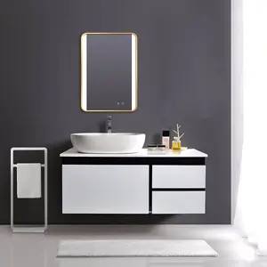 Brushed Brass Bluetooth 700mm x 500mm Frame Mirror with Colour Change (13629)