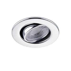 GuardECO Chrome effect Adjustable LED Warm white Downlight 6W IP20