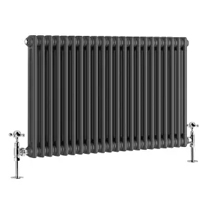 Right Radiators 600x1010 mm Horizontal Traditional 2 Column Cast Iron Style Radiator Anthracite