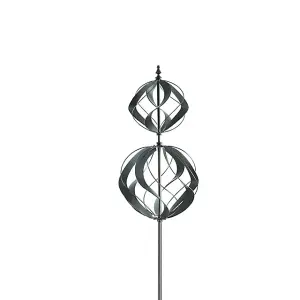 Elizabethan Double Spiral Wind Sculpture - L64 x W46 x H213 cm - Gun Metal Powder Coating