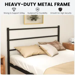 Costway Single Metal Bed Frame Heavy-duty Slatted Platform Bed w/ Headboard & Footboard No Box Spring Needed Black