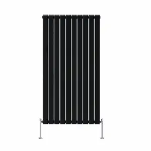 Rinse Bathrooms Vertical Radiators 1600x680mm Flat Panel Column Designer Radiator Black Double Radiators Central Heating