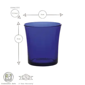 Duralex - Lys Tumbler Glasses - 210ml - Sapphire - Pack of 6