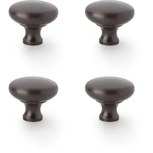 4 PACK - Victorian Round Door Knob - Dark Bronze 38mm - Kitchen Cabinet Pull Handle