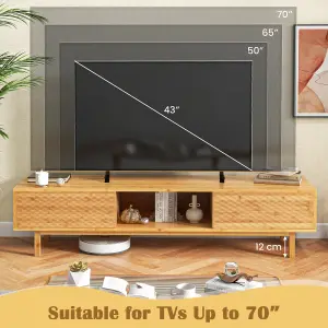 Costway Bamboo TV Stand for 65" TVs 160cm Mid Century Modern TV Console Table