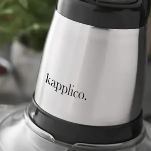 KAPPLICO Chrome Mini Chopper Mini Food Processor 4 bi-Level Blades - Energy Saver 250W Dual Speed - 2.0L Food Capacity Glass Bowl